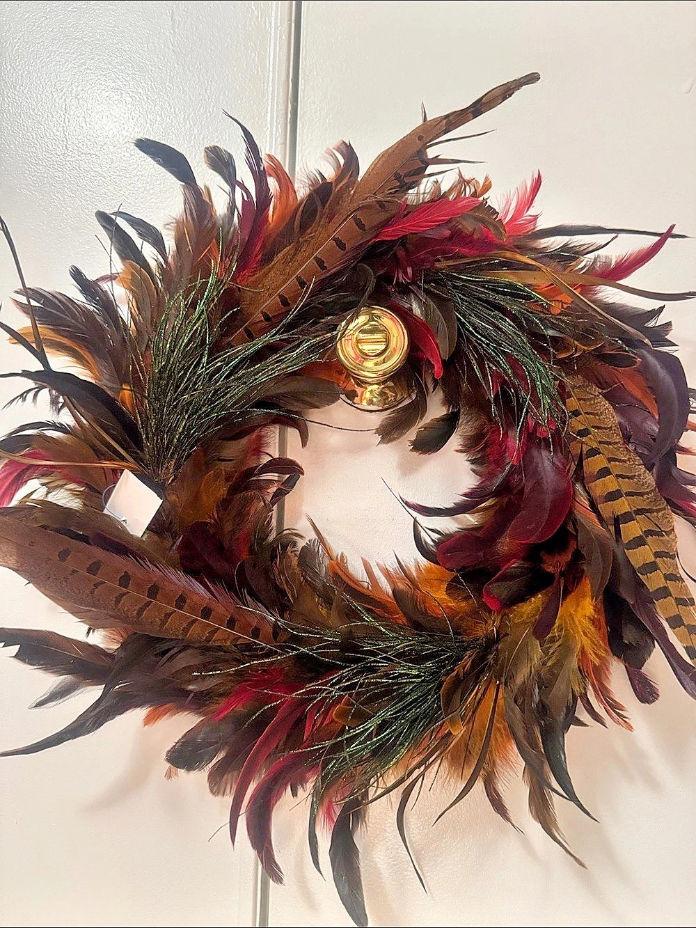 Feather Wreath in Brown & Red